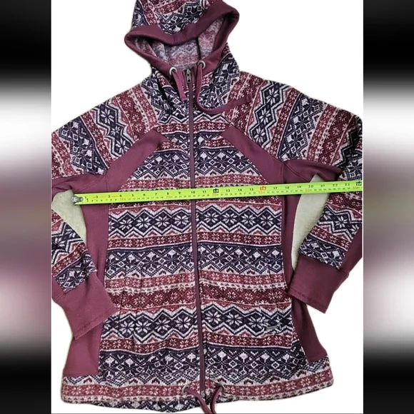 Avalanche Womens Fair Isle Full Zip Hooded Cozy Sweater Jacket, Size Large - Picture 3 of 8